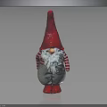 Old Man Figurine With Red Pointed Hat White Beard Striped Sleeves Gray Pants Red Shoes