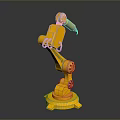 Yellow Mechanical Arm 3D Model Featuring Detailed Metallic Joints And Stable Base Structure 3d model