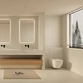 Modern Bathroom Interior With Glass Partition Bathtub Vanity And Window Blinds