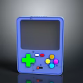 3D Rendered Blue Handheld Game Console With Green Directional Pad And Colorful Buttons