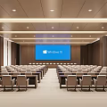 Modern Conference Room With Large Windows 11 Screen Arranged Chairs And Wooden Walls