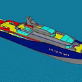 Modern Colorful Yacht With Yellow Orange Hull Sailing On Blue Ocean