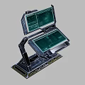 Dual Screen Computer Workstation With Modern Interactive Interface And Ergonomic Metal Stand 3d model