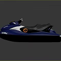 Blue And White Jet Ski With Gray Seat And Orange Accents