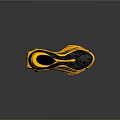 Stylish Yellow And Black Shoes With Wave Like Sole And Paisley Patterned Upper