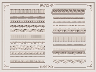 European plaster line carved eaves line wood line gypsum line 3d model