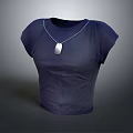 Fashionable Dark Blue Sleeveless T shirt With Silver Necklace And Pendant Accessory Design