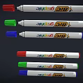 Colorful Dual Tip Markers With Red Green Blue Tips And White Body