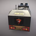 Black Police Armored Vehicle With Red Yellow Front Bumper Red Wheels And Roof Equipment