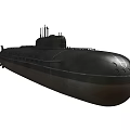 Black Military Submarine Warship With Long Hull And Conning Tower Structure