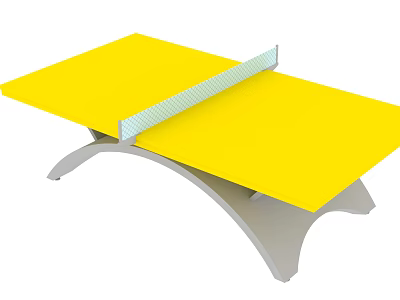 Yellow Ping Pong Table With Gray Frame And White Net For Sports Training 3d model