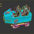 Jurassic World Themed Blue Amusement Park Ride Car With Seats And Wheels