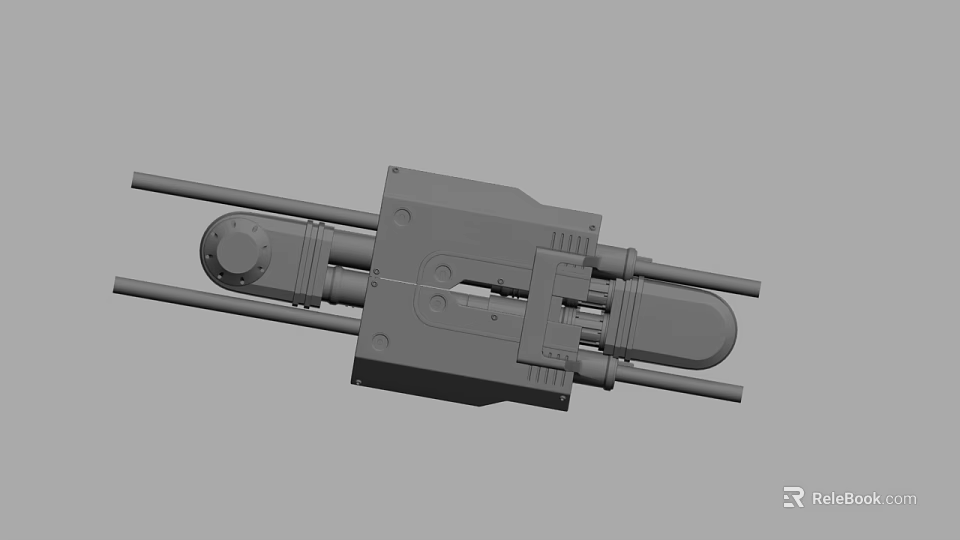 Gray Industrial Mechanical Component With Metal Frame And Cylindrical Structures 3d model 
