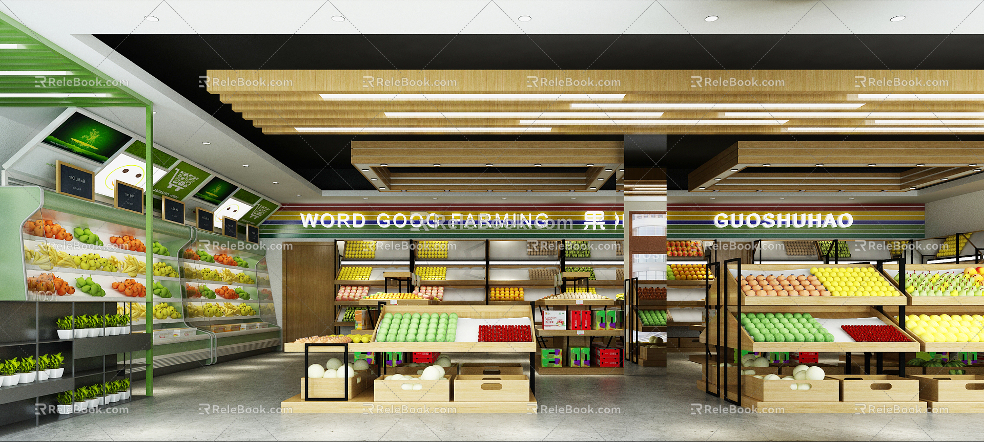 Modern supermarket fruit and vegetable shop 3d model