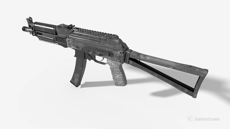 Game Movie Character Using Camouflage Patterned Assault Rifle With Tactical Design And Black Grip 3d model 