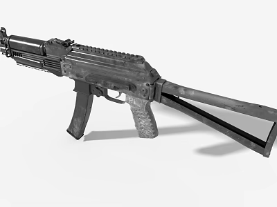 Game Movie Character Using Camouflage Patterned Assault Rifle With Tactical Design And Black Grip 3d model