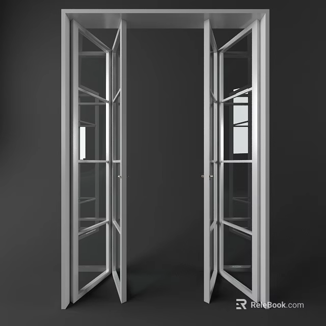 Sturdy Modern Security Door With Glass Panels And Metal Frame Design 3d model 