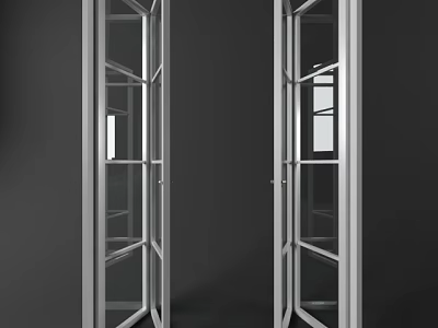 Sturdy Modern Security Door With Glass Panels And Metal Frame Design 3d model
