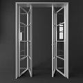Sturdy Modern Security Door With Glass Panels And Metal Frame Design