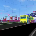 Modern BRT Road Infrastructure with Blue Arch Structures and Urban Skyline 3d model