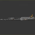3D Rendered Metallic Machine Gun With Orange Components And Spring Mechanism