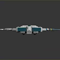 Futuristic Teal And White Game Movie Robot Character Holding Staff With Mechanical Design