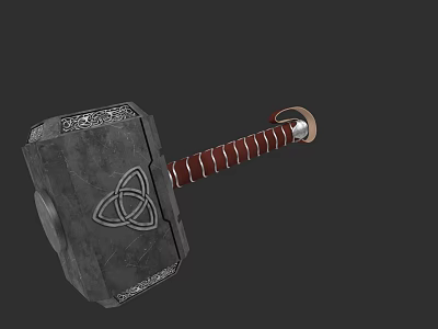 Mythical Weapon Hammer With Intricate Celtic Knot Carvings And Leather Wrapped Handle 3d model