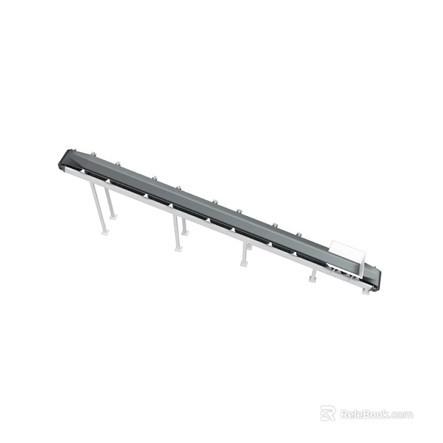 Industrial Mechanical Conveyor Belt Equipment With Long Structure And Support Legs 3d model 