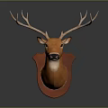 Realistic Deer Head Mount With Large Antlers And Orange Brown For Wall Decoration