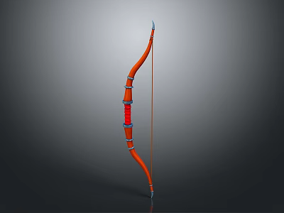 Orange Decorative Bow With Red And Blue Accents And Curved Structure 3d model