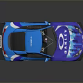 Blue Race Car With GAMET OIL Decals Rear Wing And Sporty Design