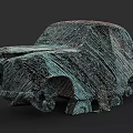 Artistic 3D Car Sculpture With Textured Bronze Finish And Unique Abstract Design