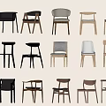 Various Single Chairs Showcasing Modern Designs And Diverse Materials In White Space 3d model