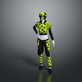 Yellow And Black Patterned Sporty Outfit With Hooded Top And Track Pants