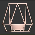 Copper Geometric Modern Side Table With Frame Structure And Decorative Round Tray
