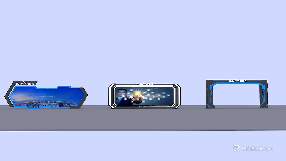 Modern Digital Background Wall Design With Screen Displaying City View And Person 3d model