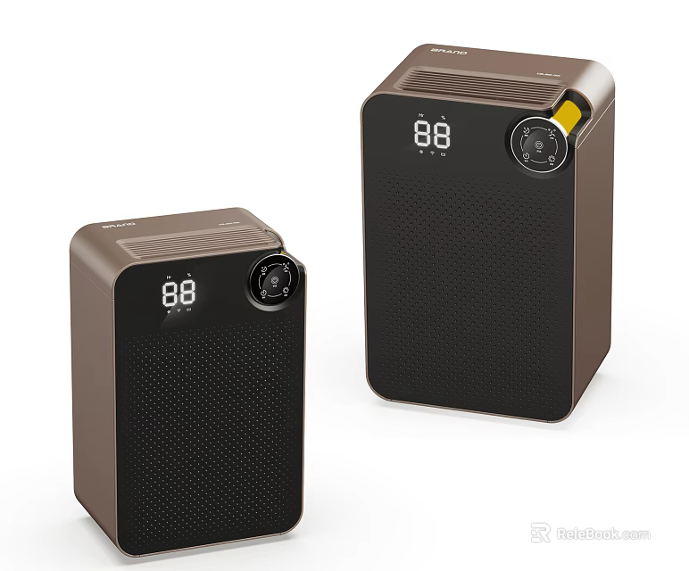 Household Electrical Appliances Two Compact Brown Black Units With Digital Display Showing 88 3d model 