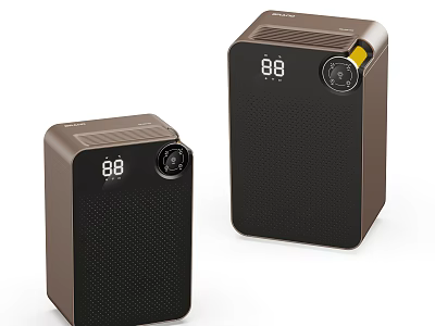 Household Electrical Appliances Two Compact Brown Black Units With Digital Display Showing 88 3d model