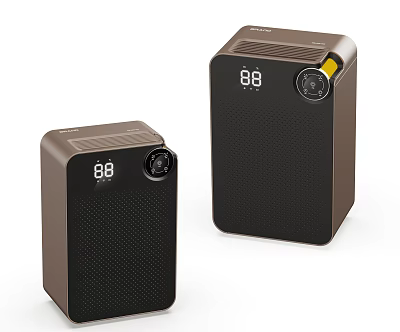 Household Electrical Appliances Two Compact Brown Black Units With Digital Display Showing 88 3d model