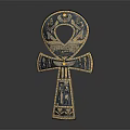 Ancient Egyptian Ankh Symbol With Gold Black Details And Intricate Carvings