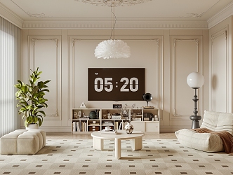 French Cream Living Room 3d model