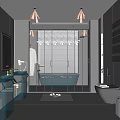 Modern Bathroom Interior Design With Freestanding Bathtub Glass Shower And Double Vanity
