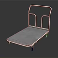 Metal Platform Cart With Flat Surface Four Green Wheels And Metal Handle