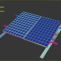 Solar Panel Charger for Laptop Computers with Blue Cells and Metal Bracket 3d model