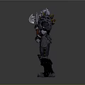 Armored Warrior Character In Spiked Plate Armor With Battle Axe And Detailed Design