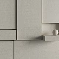 Grey Background Wall with Various Sizes Rectangular Blocks and Small Square Shelf Holding White Sphere 3d model