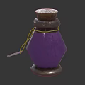 Medical Device Purple Hexagonal Jar With Wooden Lid Silver Band And Tag