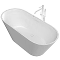 Modern White Freestanding Bathtub With Chrome Faucet For Home Bathroom