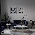 Modern Apartment Interior With Sofa Dining Area And Kitchen
