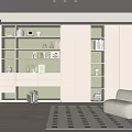 Modern Study Desk Bookshelf Bookcase Single Chair Computer Combination 3d model